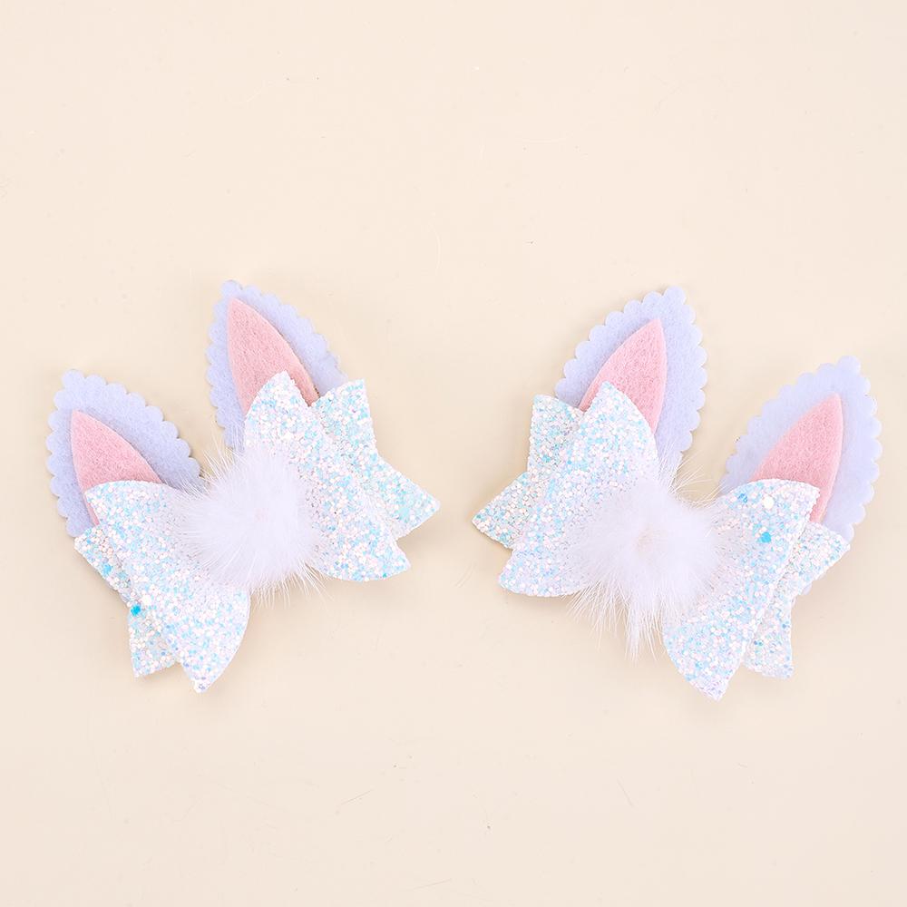 

2 шт. Милые заколки для волос с кроличьими ушками для маленькой девочки, милый пушистый бант, заколка-кролик, школьные повседневные детские аксессуары, головной убор