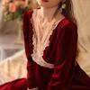Winter Neue Bademantel Hause Kleid Lose Elegante Nachthemd Weiche Velour Nachtwäsche Frauen Nachthemd V-ausschnitt Loungewear Samt Homewear