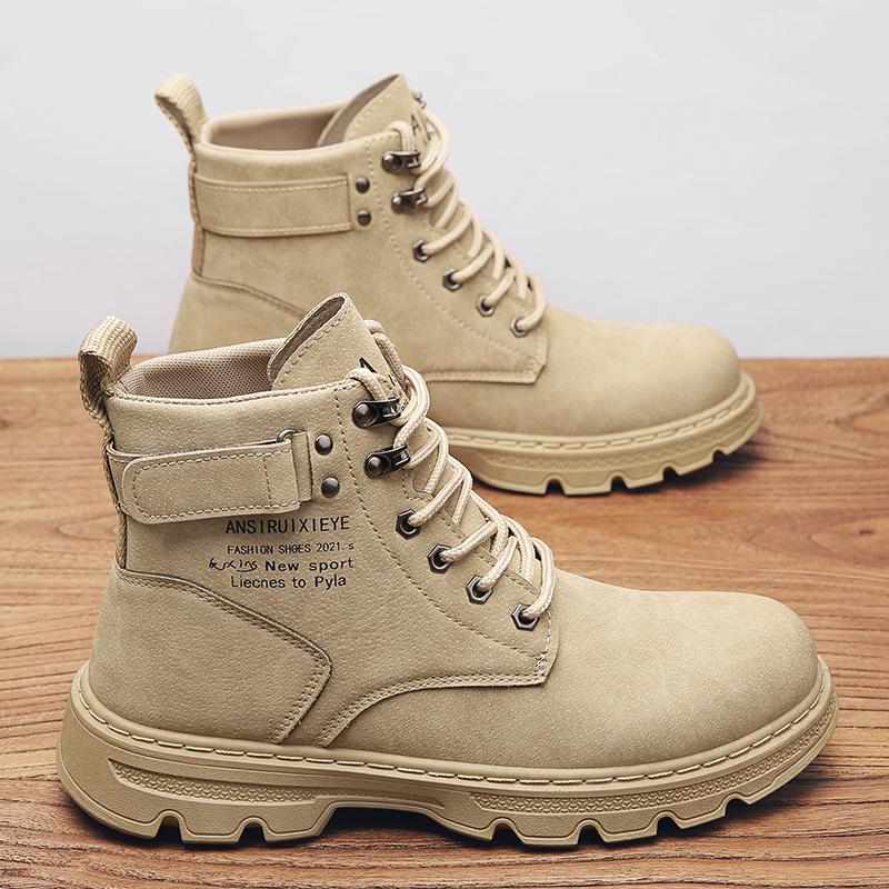 

Новые модные осенние и зимние мужские высокие ботинки martin для студентов, трендовые рабочие туфли на мягкой подошве для мальчиков, кроссовки Martin с защитой труда 44