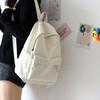 Ruofeng size solid color canvas schoolbag men's backpack women's Korean version high school backpack middle school students versatile
