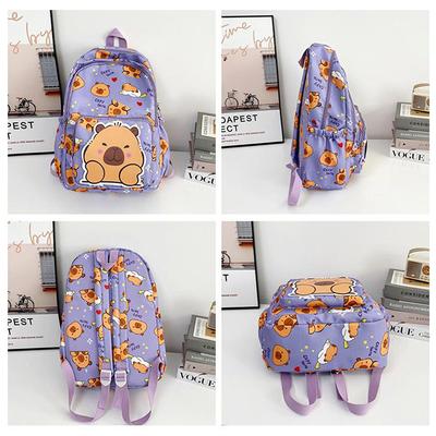Cartoon Capybara Print Backpack Funny Large Capacity Capybara School Bag Student Laptop Bag Cute Lightweight Backpack Gifts