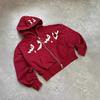 Vintage Oversized Zip-Up Hoodie Men Women Printed Casual Sweatshirt