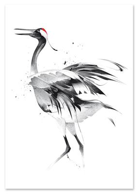 Poster Bird Heron Abstraction