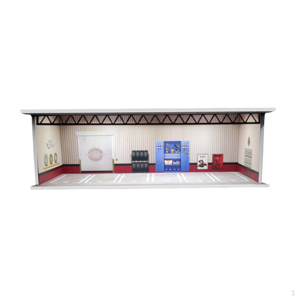 1/64 Model Car Display Case Garage Diorama Ornament Micro Landscape Decor Miniature Scenario