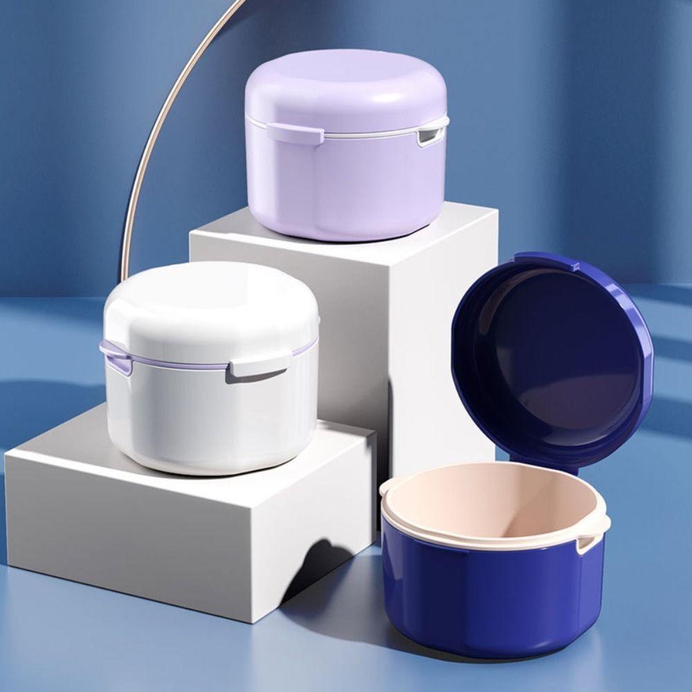 Portable Durable Oral Care Mouthguard Container Teeth Braces Denture Box Dental Storage Case Cleaning Box False Teeth Bath Case