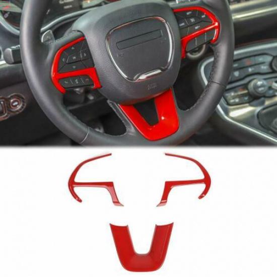 Car Interior Full Decoration Cover Trim Bezels For Dodge Challenger 2015-20 Red