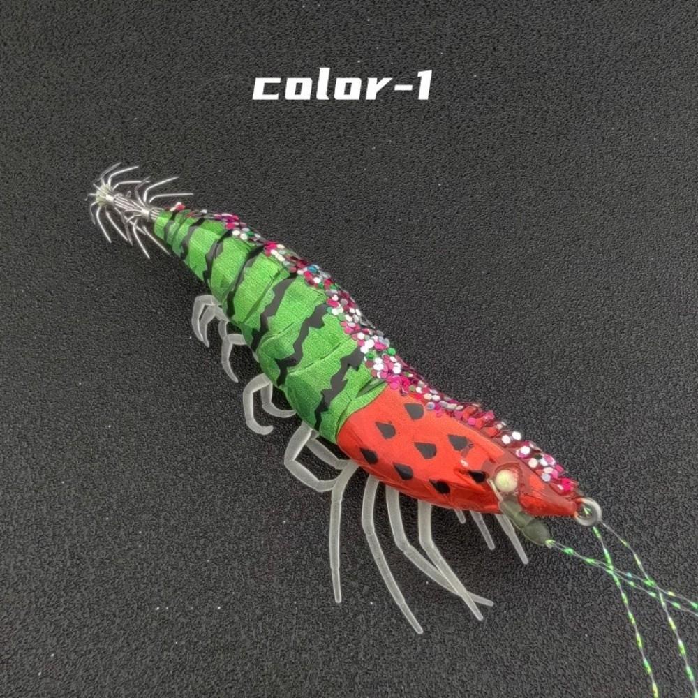 Wooden Material Squid Jig 10cm Length Flying Squid Jig Horizontal Shrimp Bait Saltwater Fishing