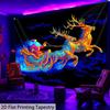 Christmas Santa Claus Fluorescent Tapestry Outer Space Polyster UV BlackLight Tapestry, Wall Hanging For Living Room Bedroom Office Home Decor