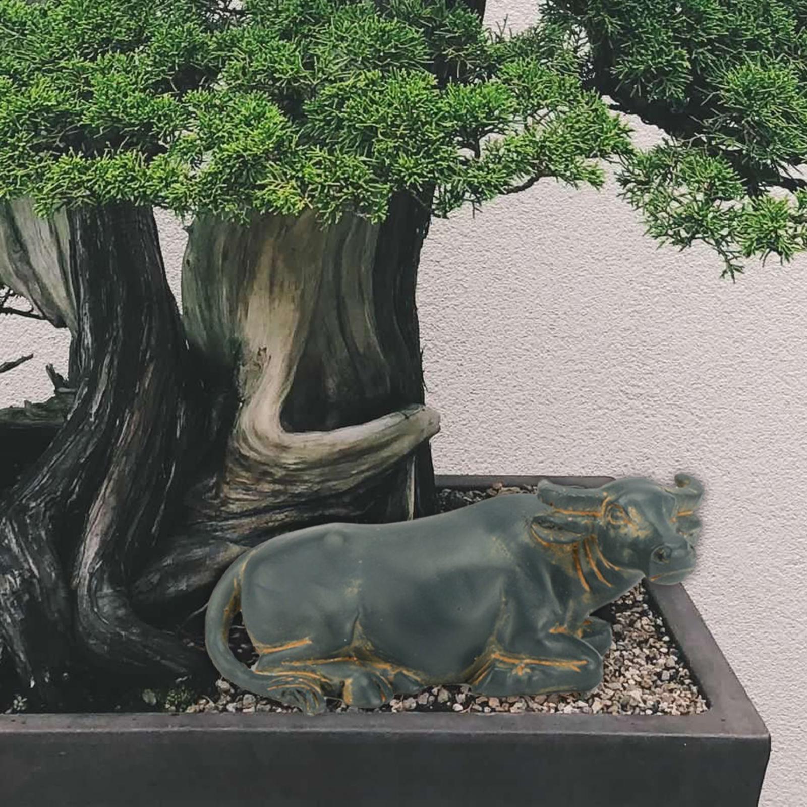 

Cow Ornaments Buffalo Flower Pot Craft Bonsai Buffalo Figurine Miniature Buffalo Figurine for Car Indoor Office Desktop
