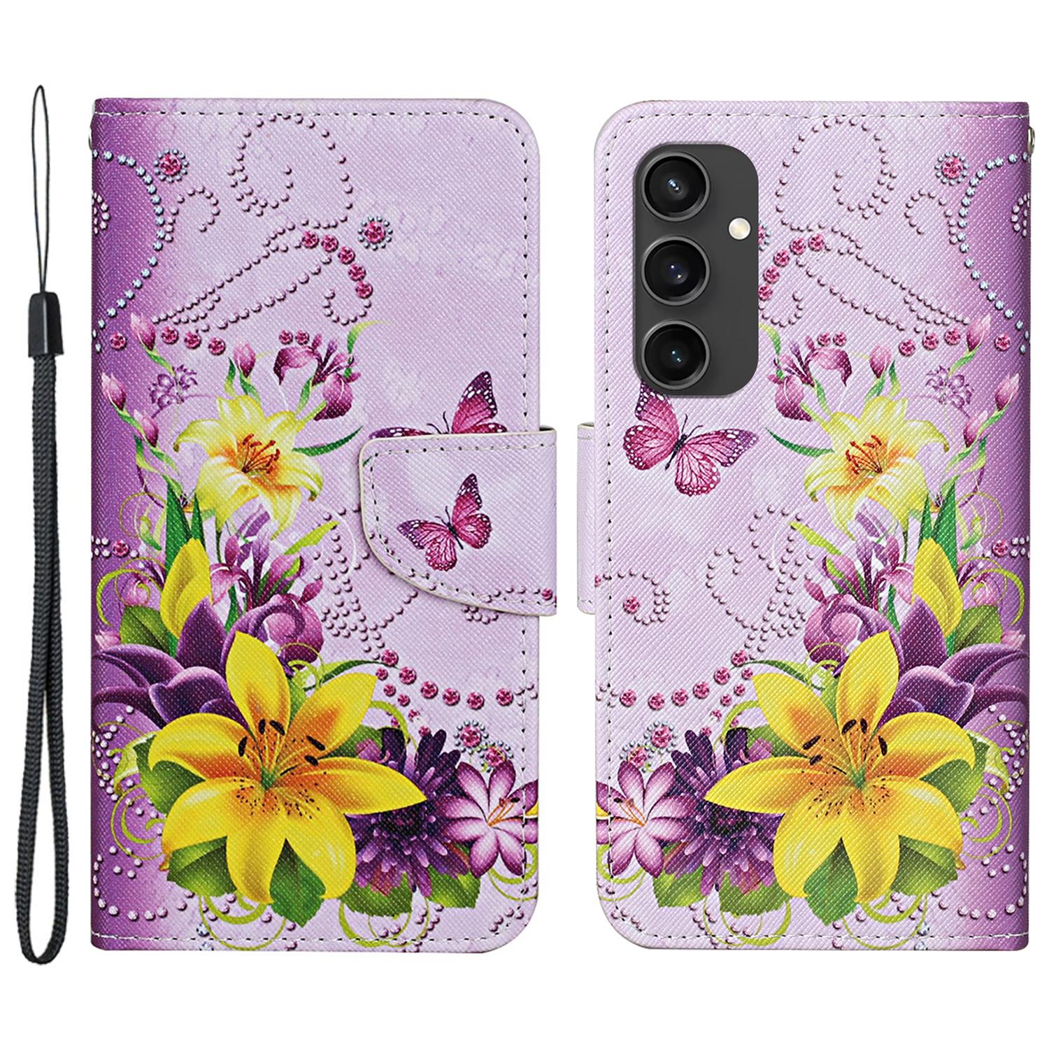 

For Samsung Galaxy S24 FE Case Pattern Printing Protective Leather Folio Phone Cover L