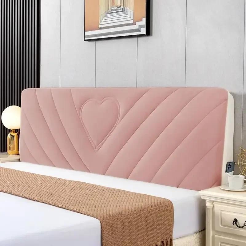 All-inclusive Plush Quilted Headboard Cover Thick Velvet Bed Head Cover Bed Backrest Dustproof Soft Bedside Protector Cover