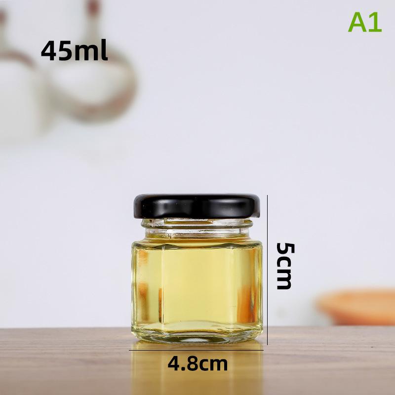 

2 шт. Пустые прозрачные стеклянные банки пищевого качества, герметичные горшки, бутылки для меда, бутылки для соусов с металлической черной крышкой, 45-730 мл, для хранения на кухне A1