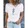 T-shirt da donna estive a maniche corte stampate, alla moda e casual, lavabili in lavatrice, vestibilità comoda, stampa piatta 2D