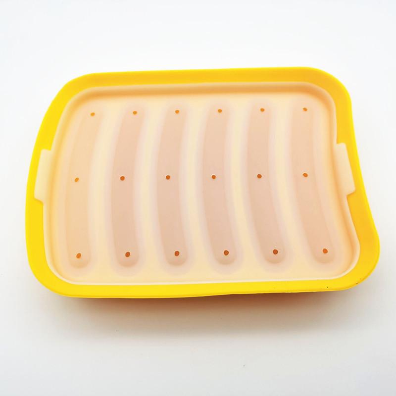 Sausage Maker Mould 6 Cavity Silicone DIY Ham Hot Dog Making Moulds with Lid Kitchen Household Sausages Cake Baking Tools Molds Sausage Maker