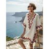 2026 women's V-neck dress seaside vacation 3D printing loose skirt beach