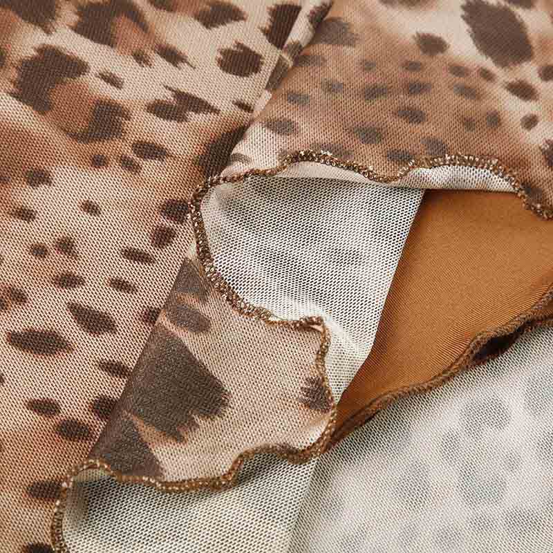 Leopard   Skirt Retro Temperament Personality Slim High Waist Thin Package Hip Skirt