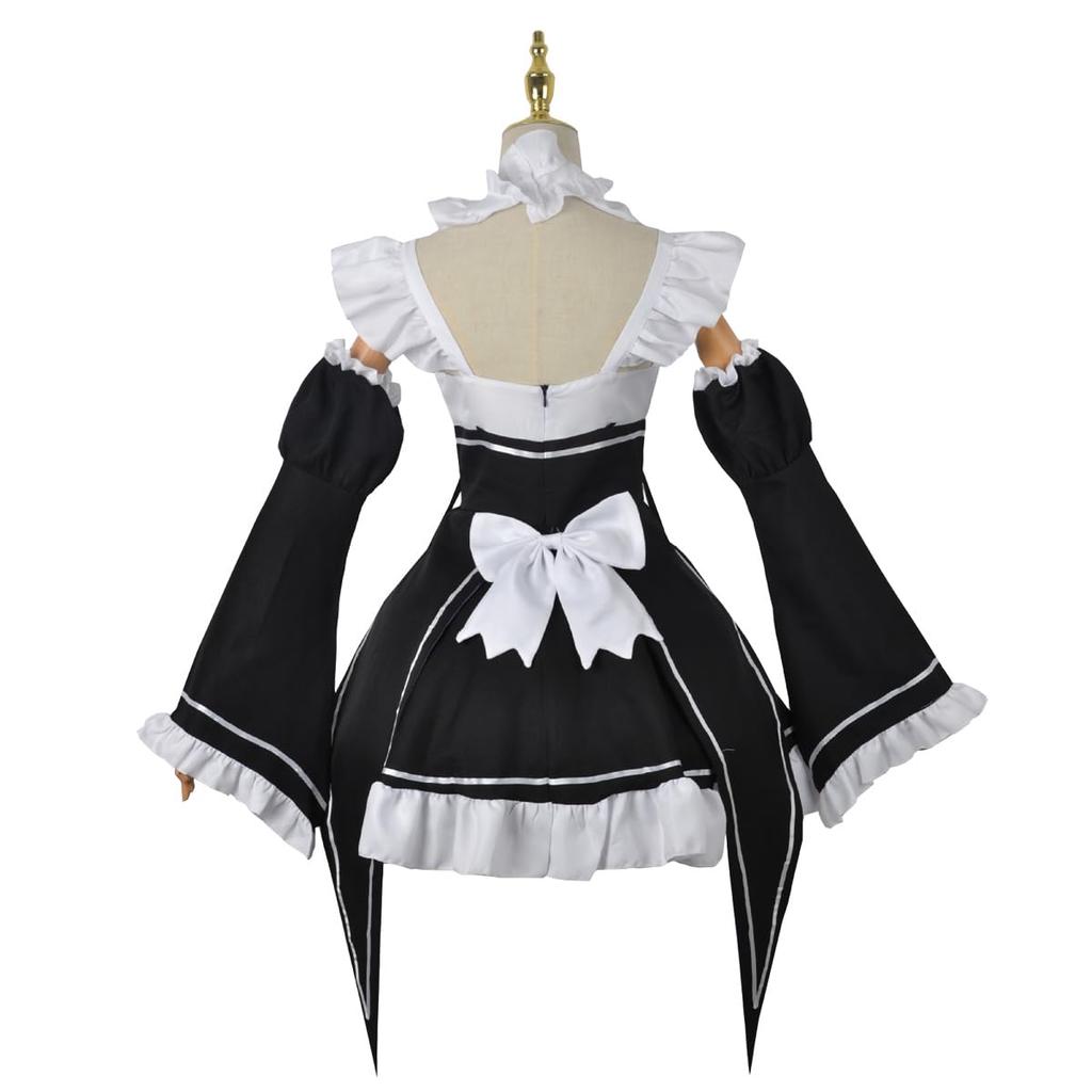NIUKACOS Rem and Ram Cosplay Costume with Wig from Life In Another Maid Outfit for Photo Size L ReZERO -Starting World-, Anime, Adults, Halloween,