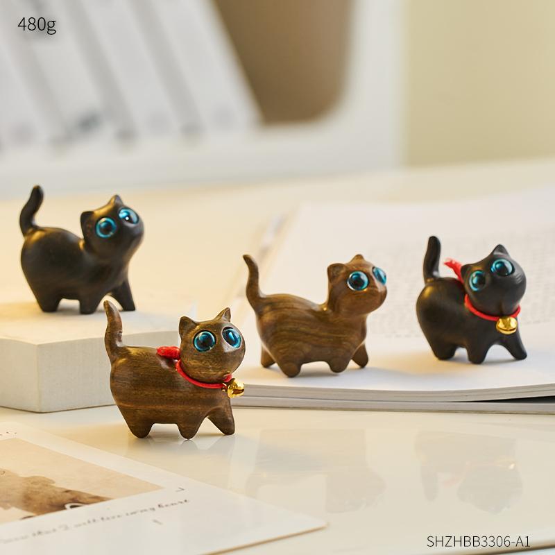 Creative Gift Office Desk Sculpture Decorative Figurines Home Accessories  Home Kawaii Wood Cat Statue Mini Desktop Decoration