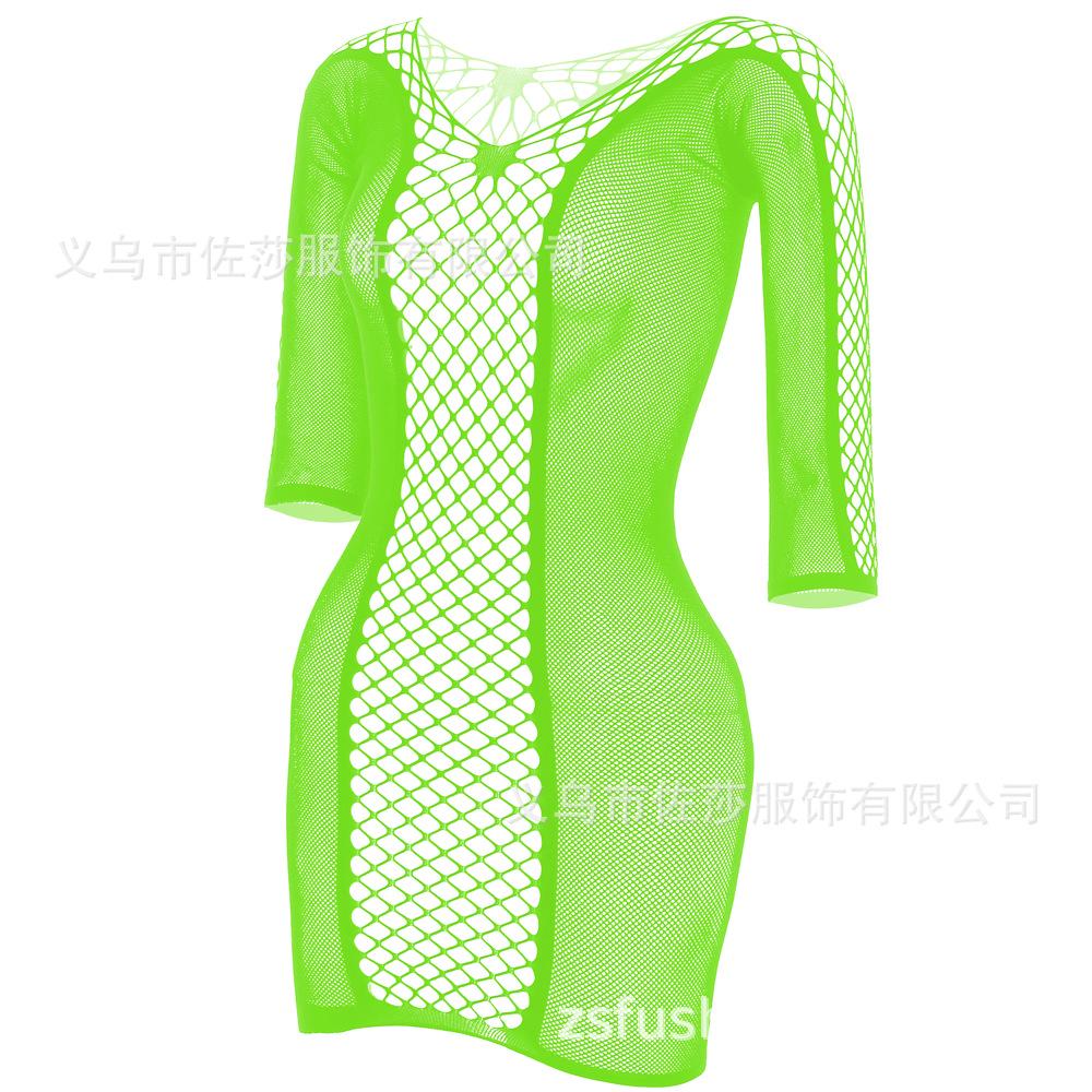 Sex Underwear New Short Skirt Hip Skirt Mesh Coat Hollow Sexy Temptation Sexy Long Sleeves