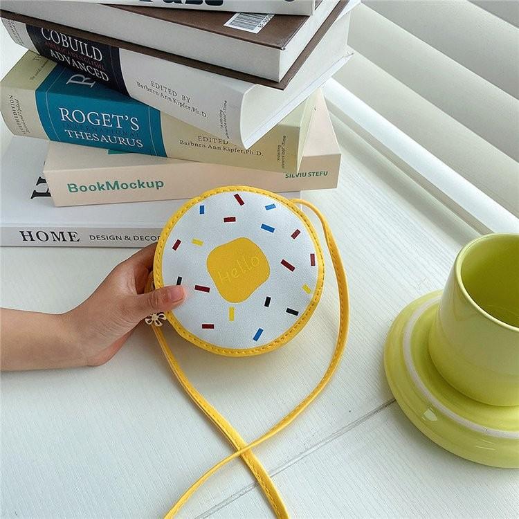 Design Cartoon Donut Children Crossbody Bag With Adorable Letter Image Daily Use