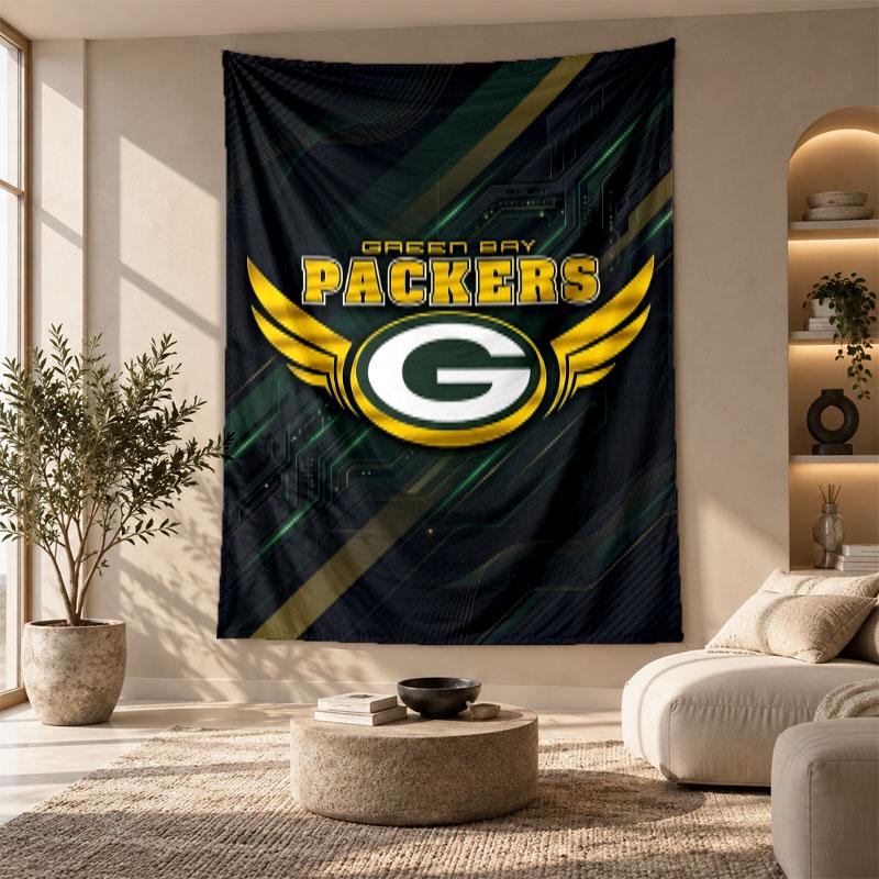 Decorative Tapestry,Green Bay Packers Printed Wall Art, Lightweight Wall Hanging For Bedroom Background