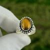 Gift For Her 925 Sterling Silver Natural Tiger Eye Gemstone Promise Ring Size 7