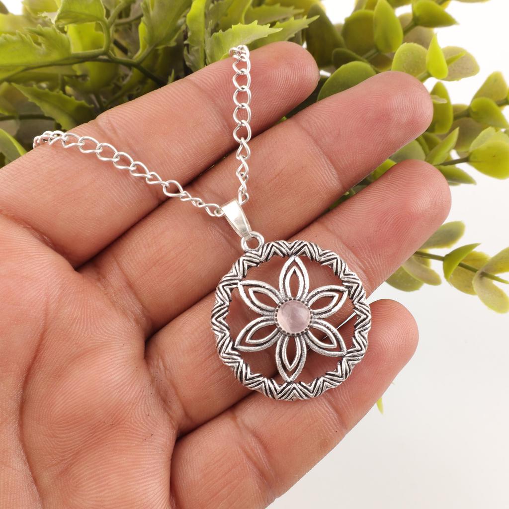 Rose Quartz Jewelry, 925 Solid Sterling Silver Pendant Handmade Gemstone Jewelry, Gifts For Wife Brand New Pendant