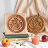 Wooden Cookie Cutter Biscuit Mold Beige Wood Pastry Stamp Baking