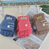 Autumn and Winter New Thermal Flip Knitted Half-finger Children's Gloves Writing Middle and Old Children's Cute Rabbit Student Gloves