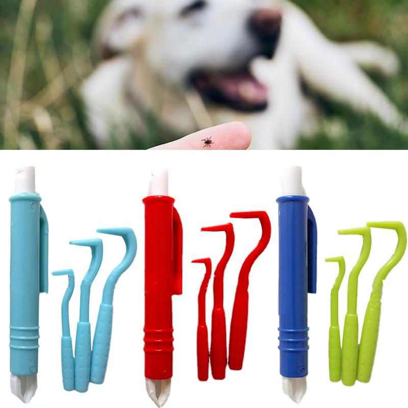 Flea Remover Hook Tick Removal Tweezer Plastic Scratching Hook Remover Tick Removal Tweezers Hooks Comb Kit Pet Accessories