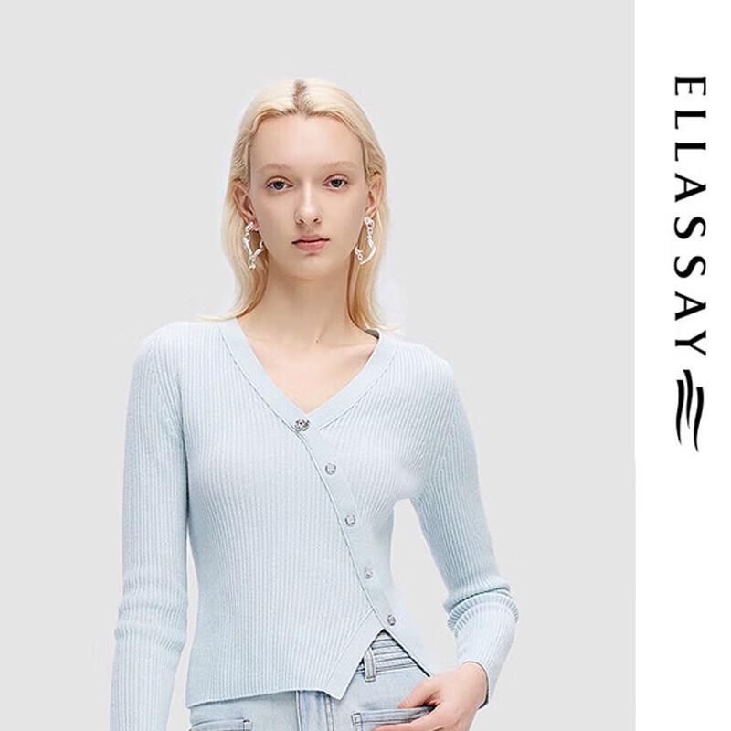 ELLASSAY Women's Wool Cashmere V-Neck Knit Sweater