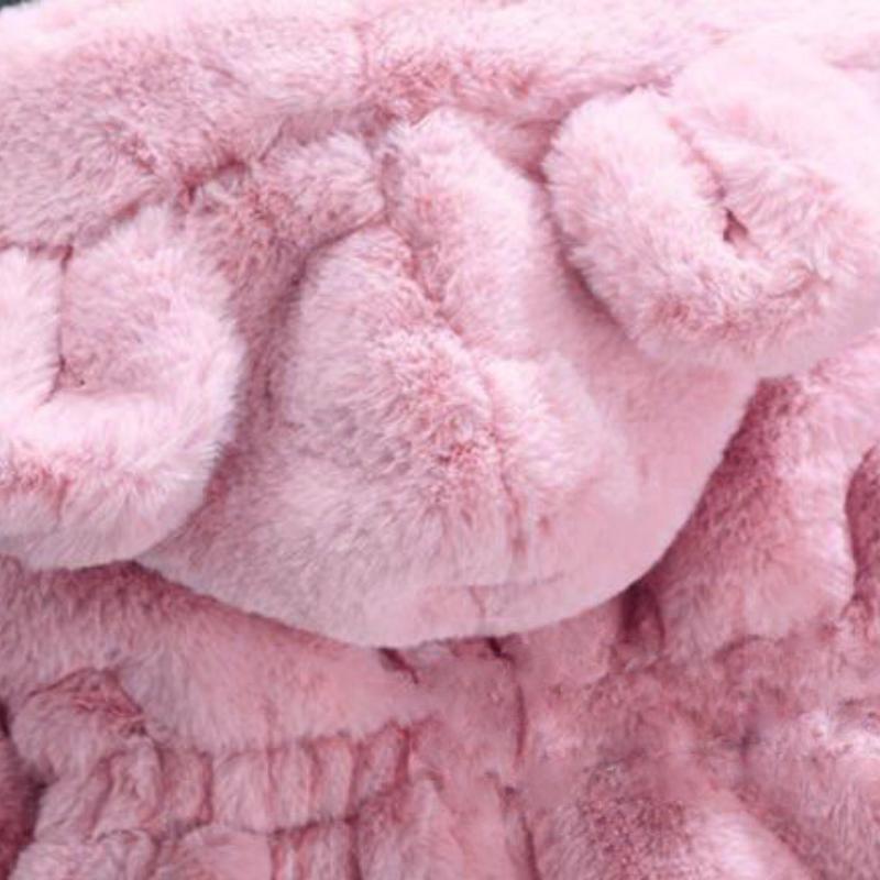 Girls Coats Rabbit Ears Plush Baby Jacket Christmas Sweet Princess Autumn Winter Warm Hooded Outerwear Toddler Clothes