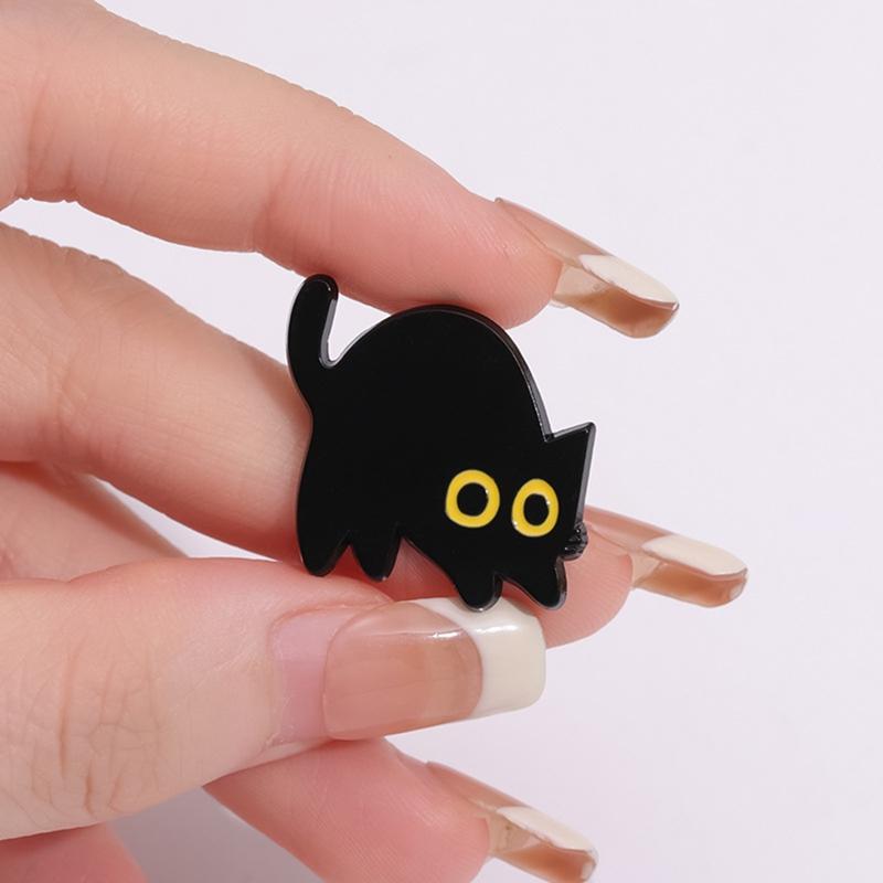 Cartoon Große Augen Schwarz Cay Emaille Pins Niedliche Kätzchen Tier Broschen Revers Rucksack Abzeichen Schmuck Zubehör Geschenke für Freunde