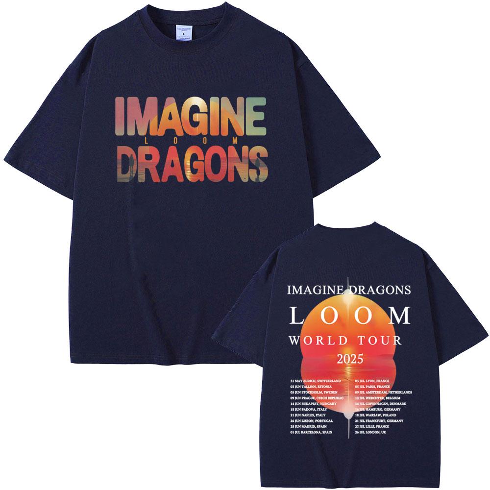 Rock Band Imagine Dragons Loom World Tour 2025 T Shirts Men Women Gothic Vintage Oversized Tshirt Unisex Casual Cotton Tshirt