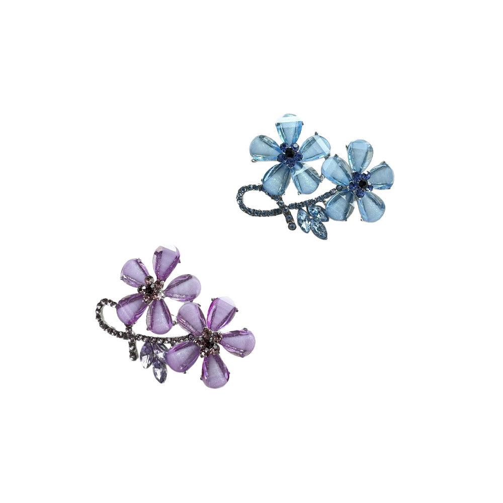 Color Twin Crystal Flower Brooch Personality Ins Trendy Fashion Accessories Simple Versatile Fashion Corsage
