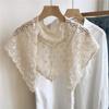 White Lace Triangle Scarf Fake Collar Flower Scarves Elegant Hip Scarf  Female
