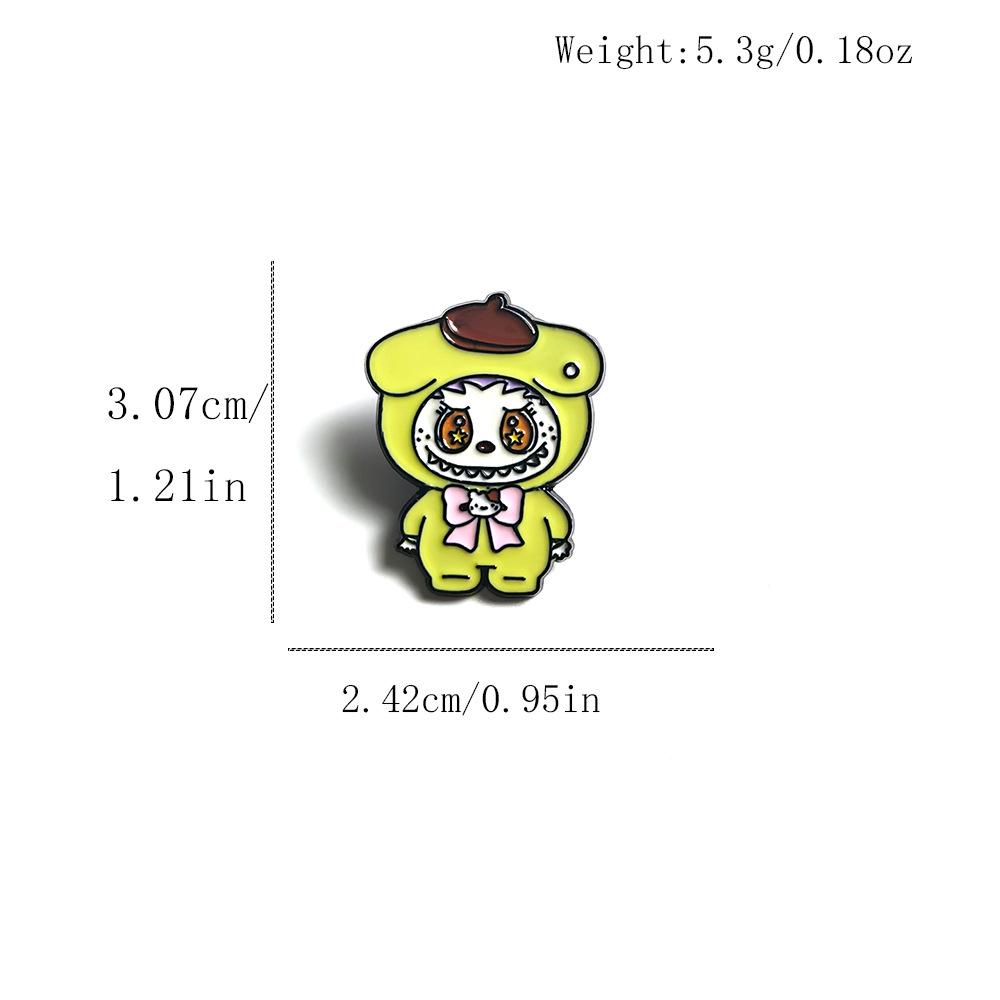 Cross-border Plush Metal Cartoon Labubu Sanrio Brooch