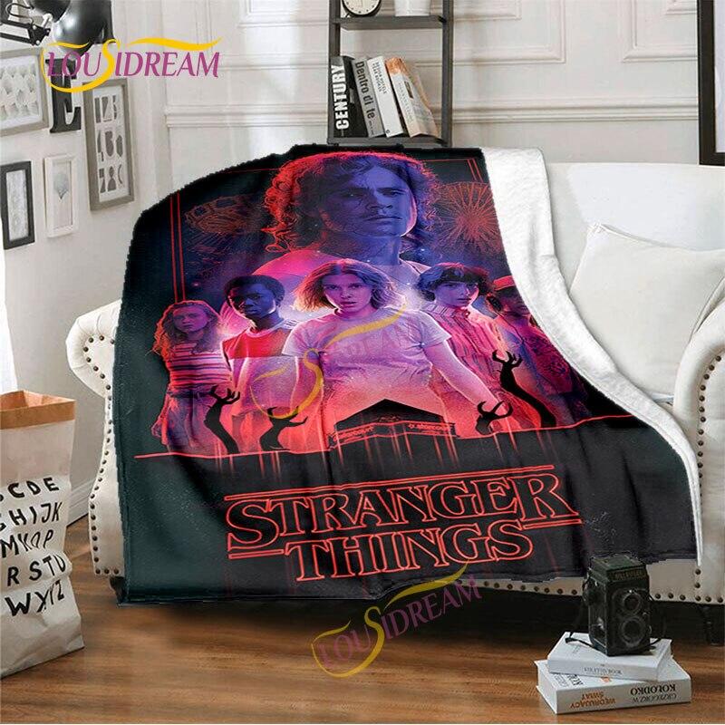 Stranger Things Flannel Blanket  Warm Comfort  Blanket Home Office Noon Break Blanket Travel Bed Sofa Washable Blanket.