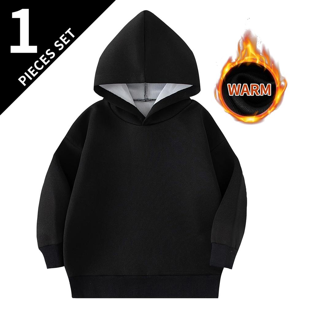 Children's Solid Color Casual Spring And Autumn Warm Hoodie Boys' Comfortable Sports Running Hat Top Versatile Outdoor Jacket