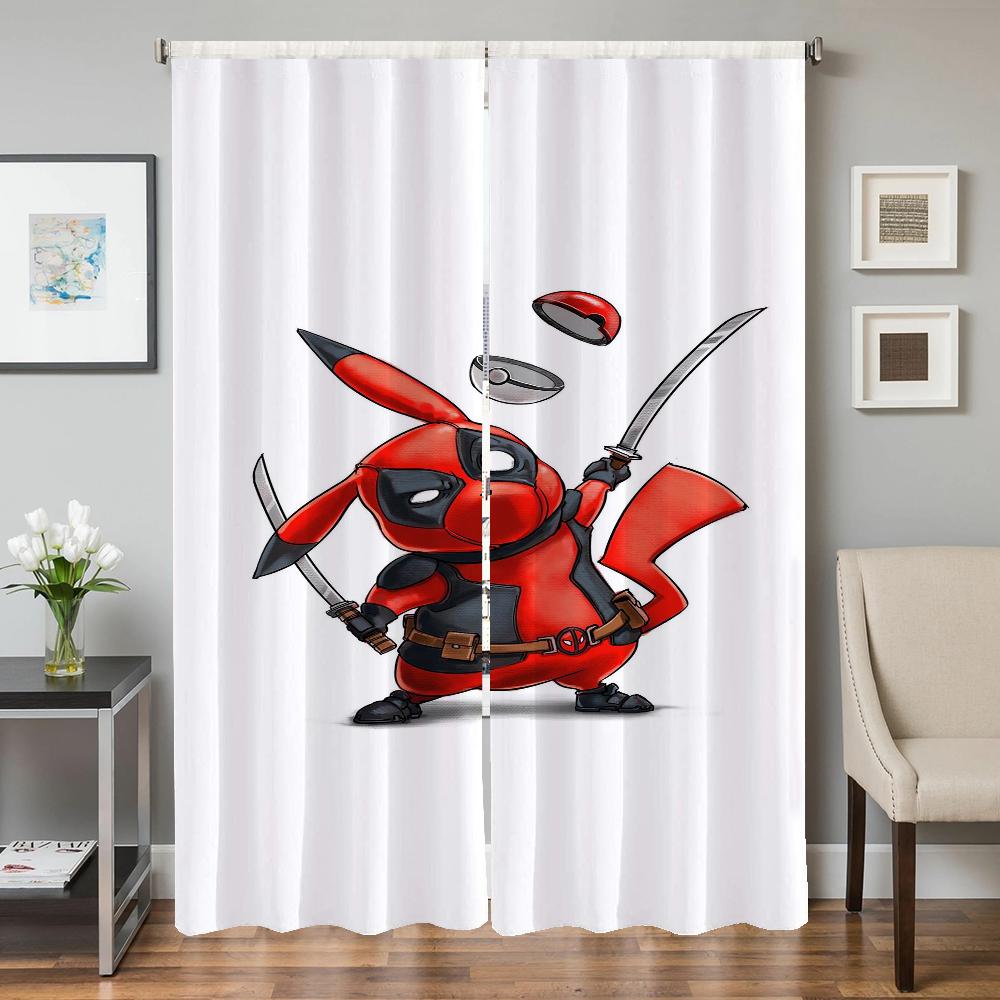Home Interior Kitchen Curtains for Living Room 2 Pieces Blackout Curtains Door Curtain P-pokemon-n Partition Bedroom Decoration