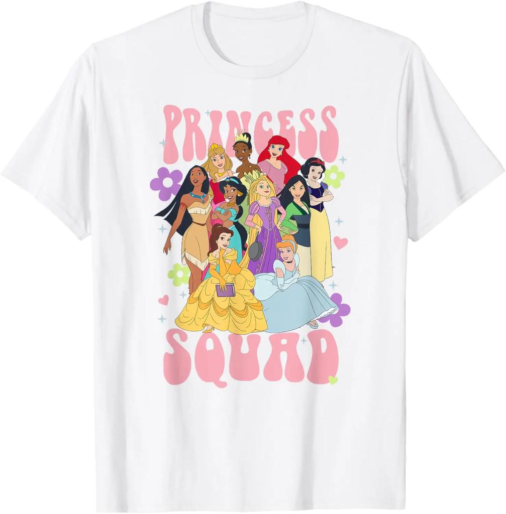 Hot Fashion Casual Disney Princess Epic Princess Squad Girl Power Floral Poster T-Shirt S-4XL Four Seasons