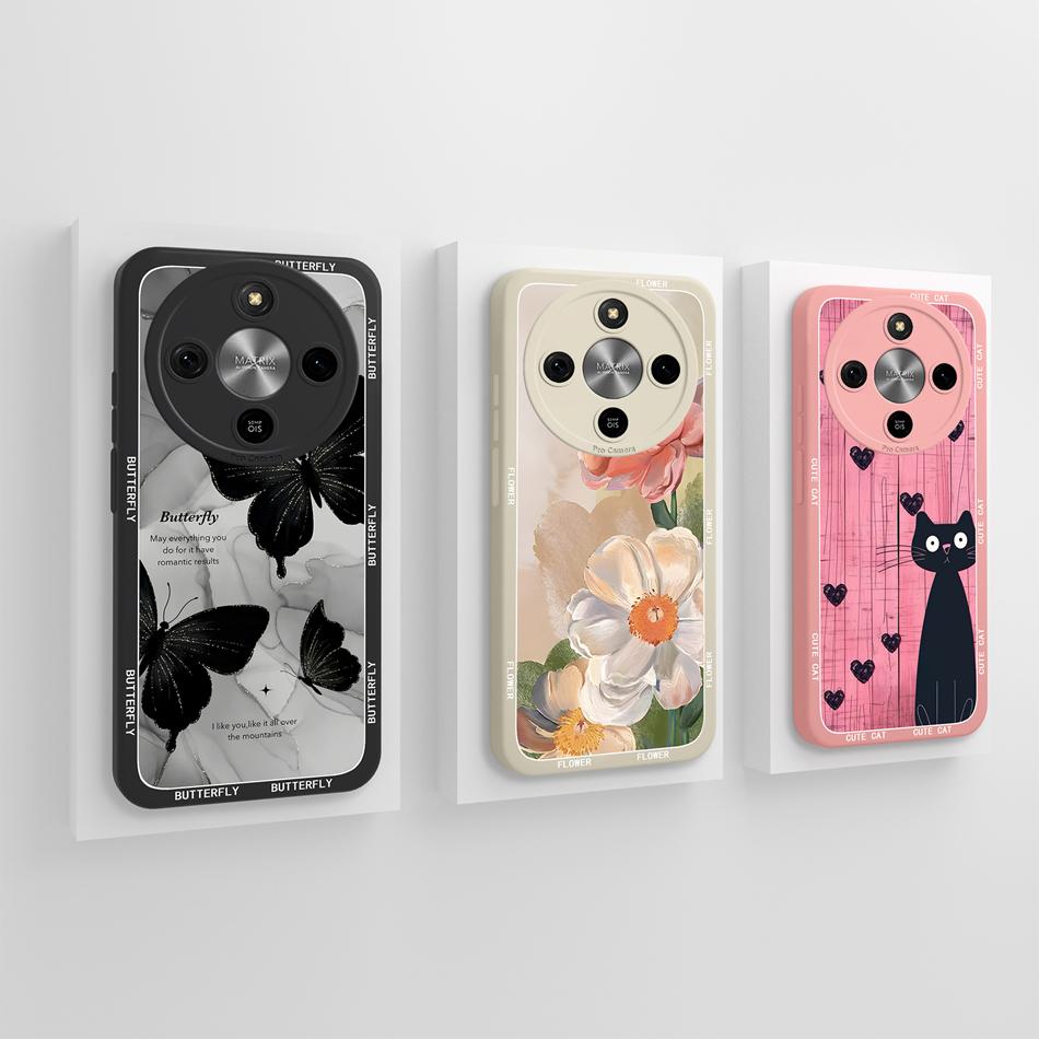 Case For Honor Magic 8 Lite Advanced Butterfly Anti Drop Soft Liquid Silicone Phone Back Cover For Honor Magic8 Lite Bumper Capa