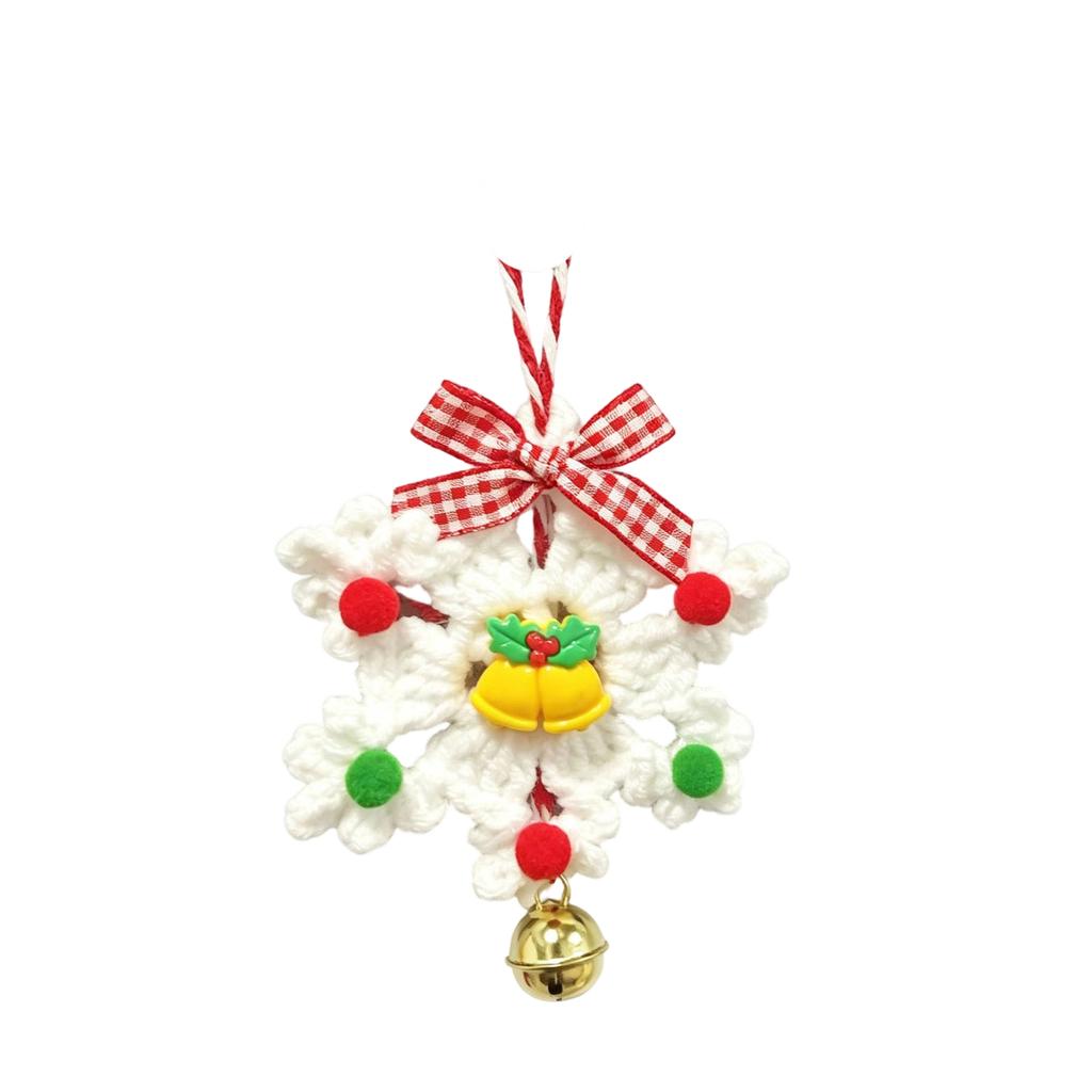 Christmas Knitted Hanging Ornament with Bell for Christmas Tree and Window Holiday Decor