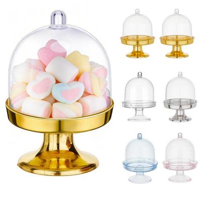 Mini-Kuchenständer aus Kunststoff mit Haube Klarer Dessert-Display-Ständer Schokoladenplatte für Geburtstag Hochzeit Babyparty Partyzubehör