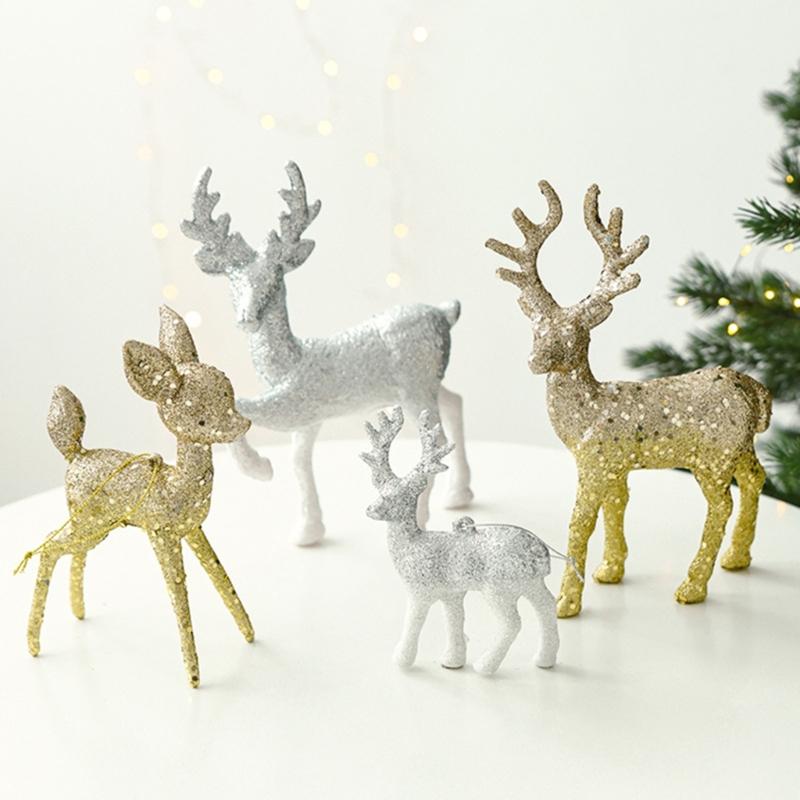 Shimmering Deer Christmas Tree Decoration, Plastic Ornament with Integrated Hanging Loop for a Bright Seasonal Accent