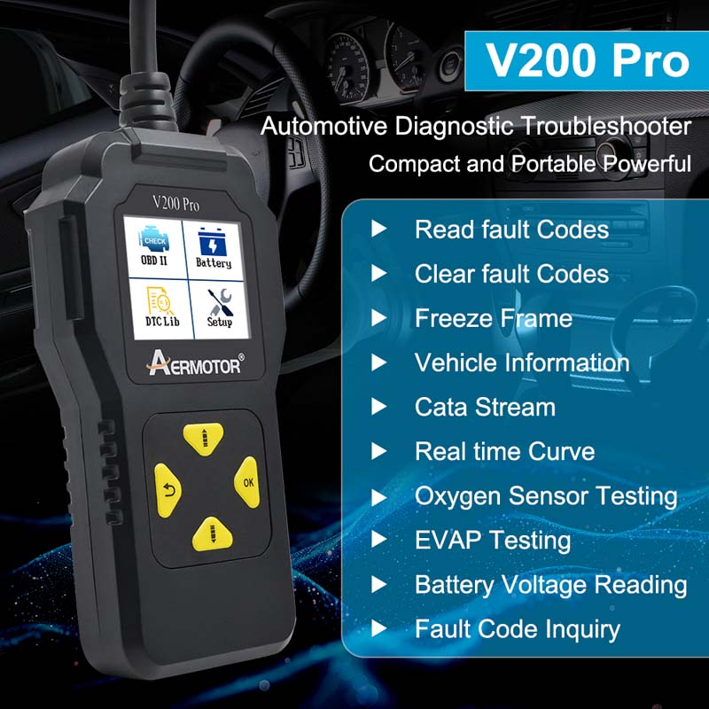OBD2 skener autodiagnostické nástroje OBDII čtečka kódů pro diagnostiku motoru kontrolka napětí baterie testování 10 jazyků podporuje