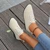 Fashion Women's Spring and Autumn Flat Shoes New Pointed Toe Deep Mouth Front Lace-up Soft Sole Non-Slip Plus Size Single Shoes
