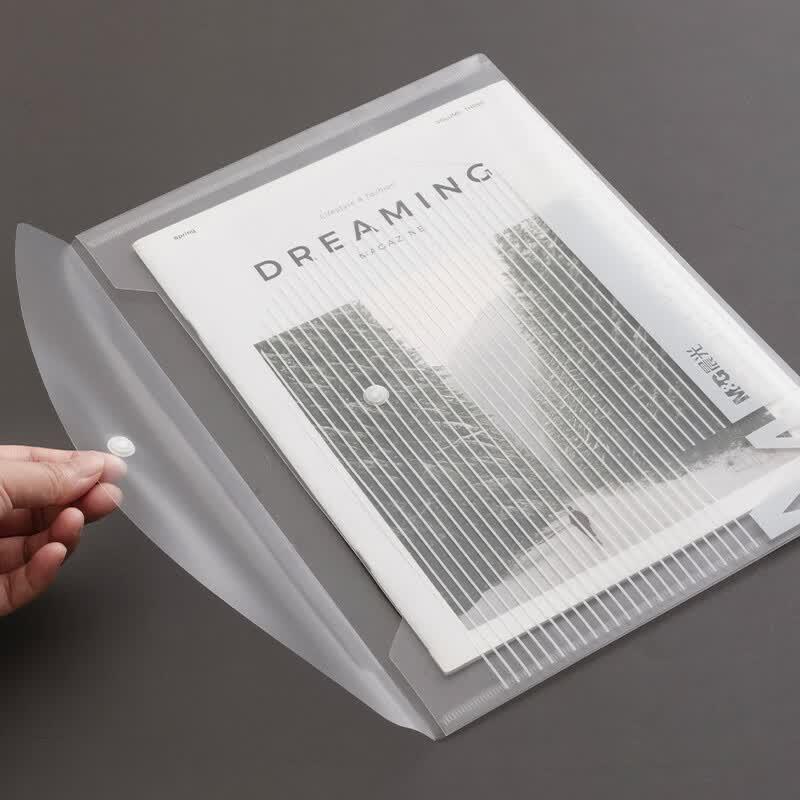 M&G A4 Transparent Striped Snap Button File Bags (50 Count)