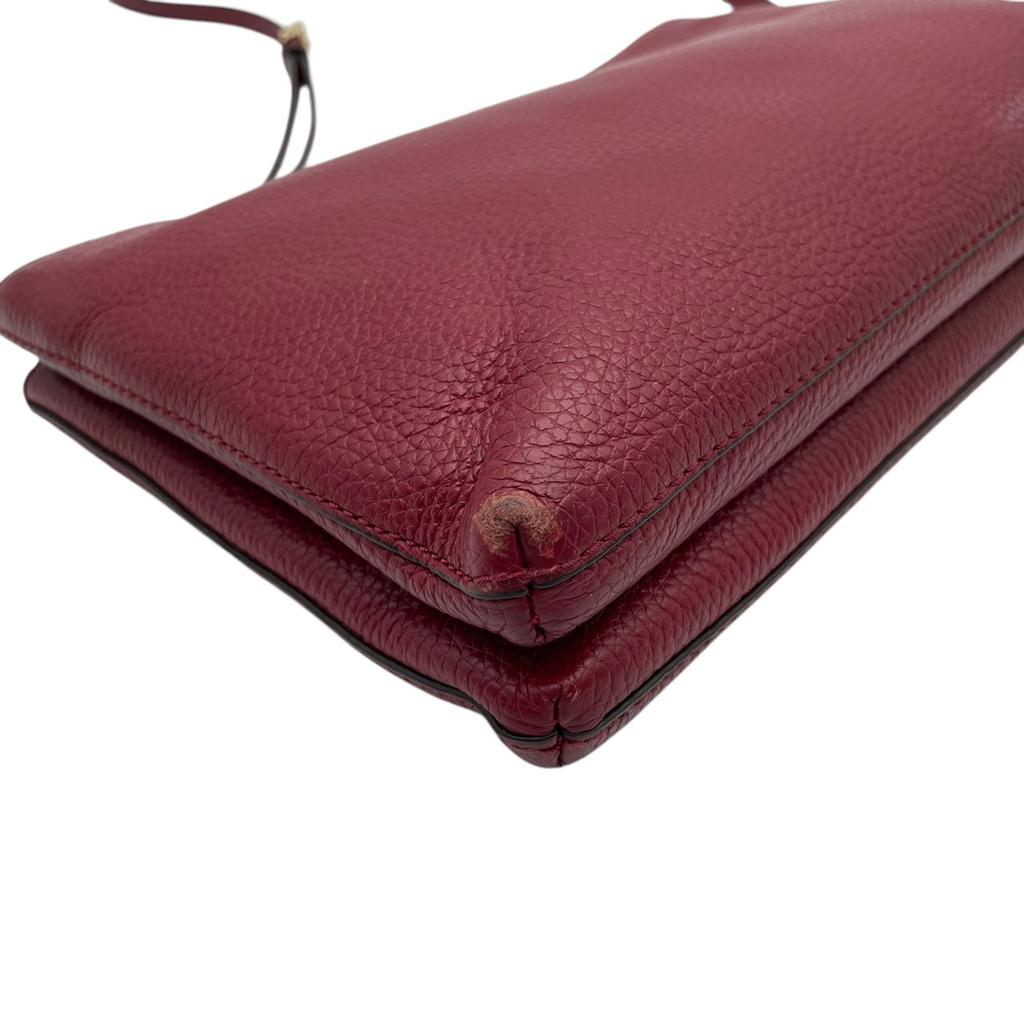 Used Michael Kors Cross body bag Trisha Trisha Medium Triple Compartment CrossbodyShoulder Bag Bordeaux/gold leather Women