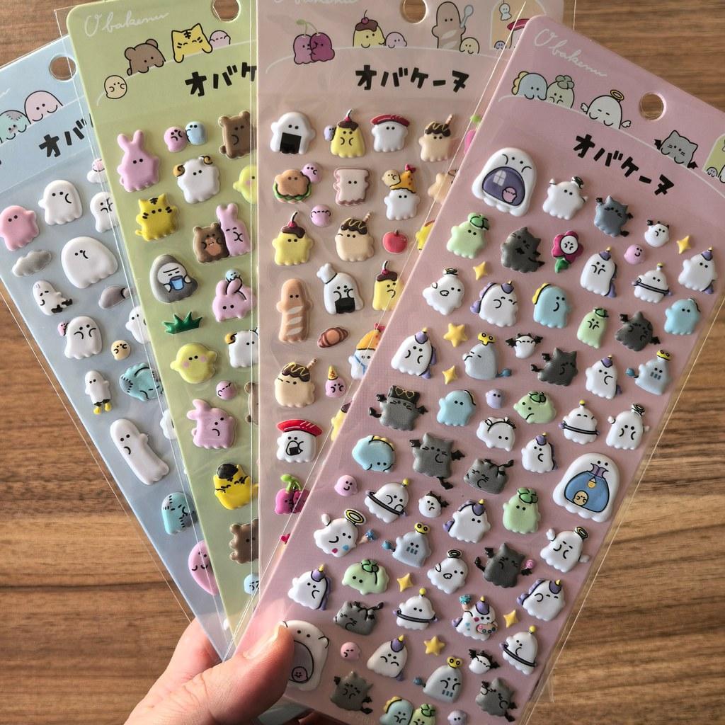 Obakeinu Cute Mini Stickers (4 Sheets) - Adorable Cartoon Figure Decor for Planners Gift Decoration BulingBulingStickers Store